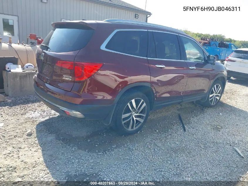 2018 Honda Pilot Touring VIN: 5FNYF6H90JB046311 Lot: 40207663