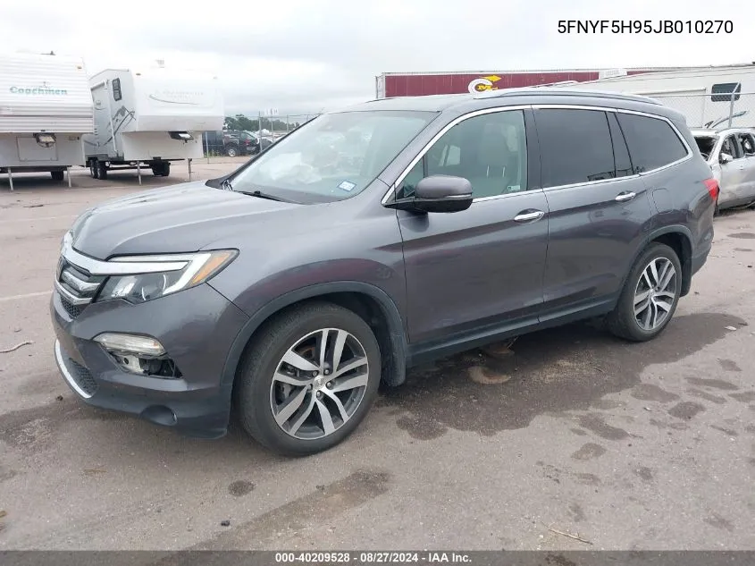 2018 Honda Pilot Touring VIN: 5FNYF5H95JB010270 Lot: 40209528