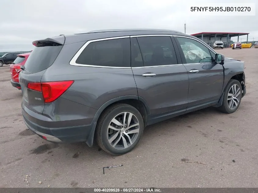 2018 Honda Pilot Touring VIN: 5FNYF5H95JB010270 Lot: 40209528