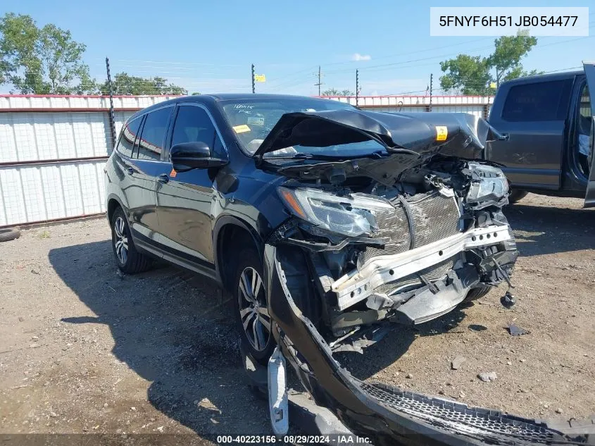 2018 Honda Pilot Ex-L VIN: 5FNYF6H51JB054477 Lot: 40223156