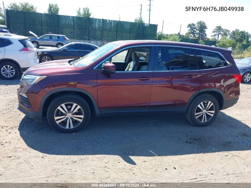 2018 Honda Pilot Ex-L VIN: 5FNYF6H76JB049938 Lot: 40248557