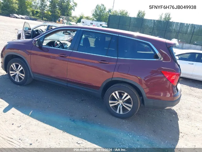 2018 Honda Pilot Ex-L VIN: 5FNYF6H76JB049938 Lot: 40248557