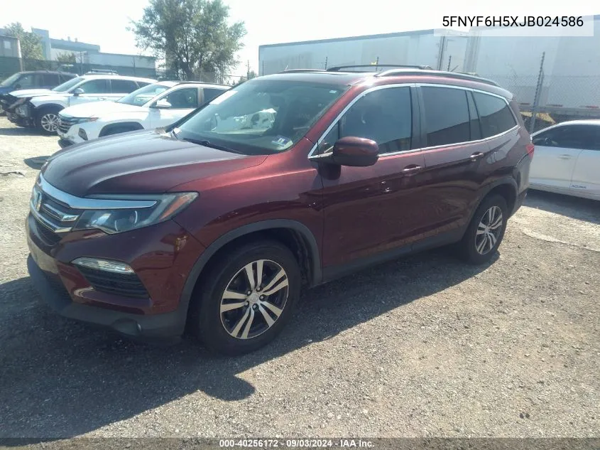 2018 Honda Pilot Ex-L VIN: 5FNYF6H5XJB024586 Lot: 40256172