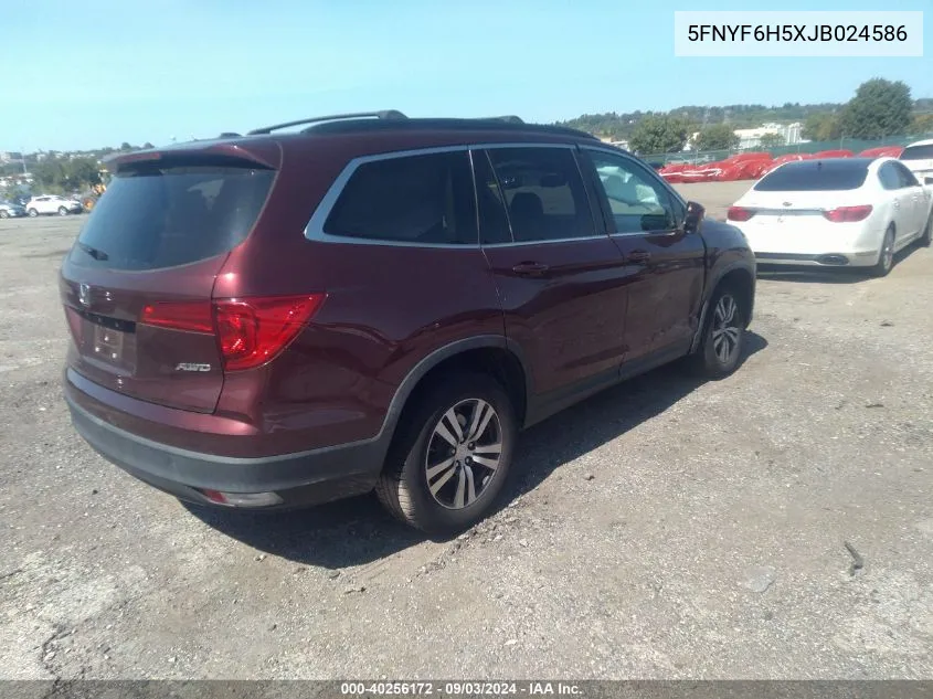 2018 Honda Pilot Ex-L VIN: 5FNYF6H5XJB024586 Lot: 40256172