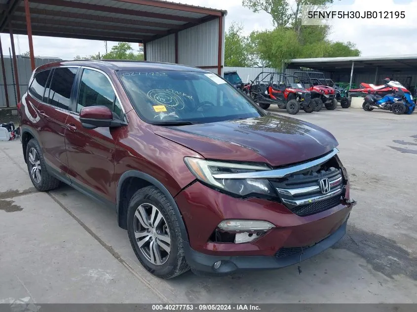 2018 Honda Pilot Ex VIN: 5FNYF5H30JB012195 Lot: 40277753