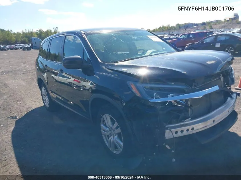 2018 Honda Pilot Lx VIN: 5FNYF6H14JB001706 Lot: 40313056