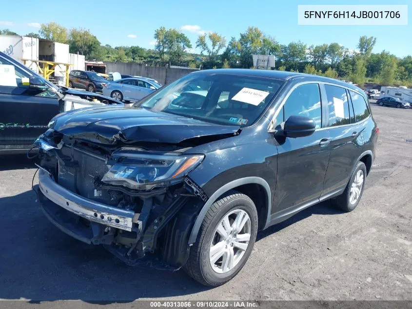 2018 Honda Pilot Lx VIN: 5FNYF6H14JB001706 Lot: 40313056