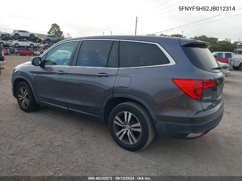 2018 Honda Pilot Exl VIN: 5FNYF5H52JB012314 Lot: 40332573