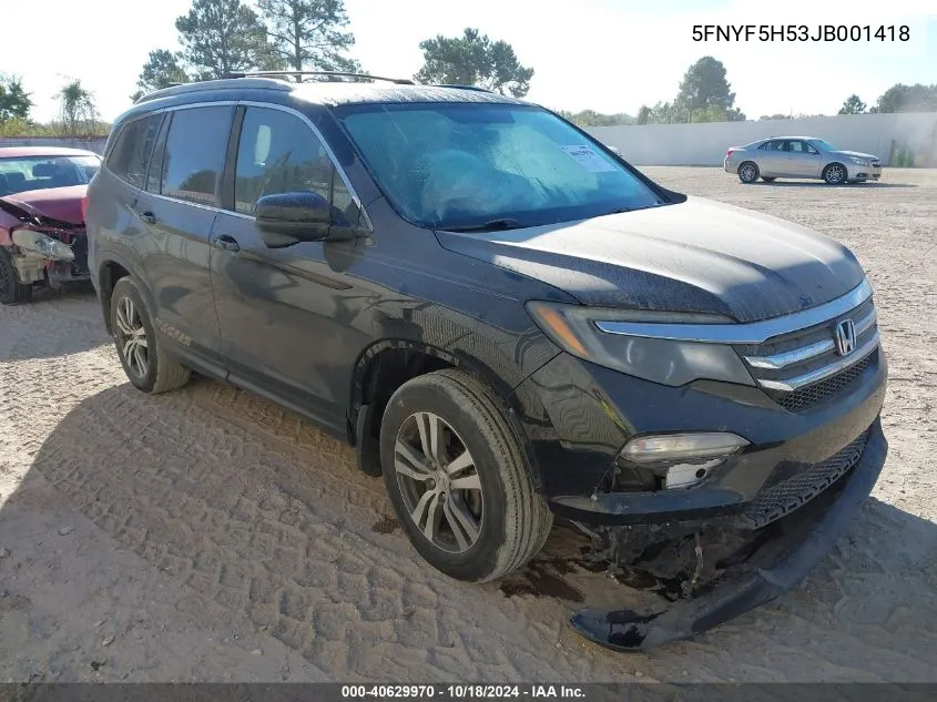 2018 Honda Pilot Ex-L VIN: 5FNYF5H53JB001418 Lot: 40629970