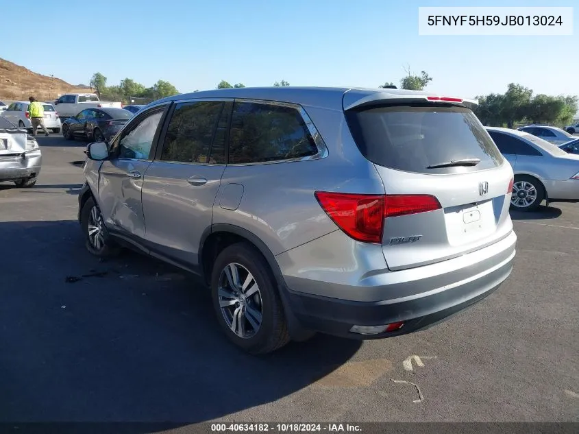 2018 Honda Pilot Ex-L VIN: 5FNYF5H59JB013024 Lot: 40634182