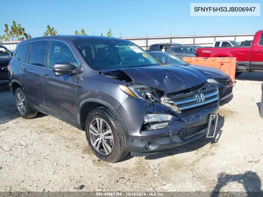 2018 Honda Pilot Ex-L VIN: 5FNYF6H53JB006947 Lot: 40660306