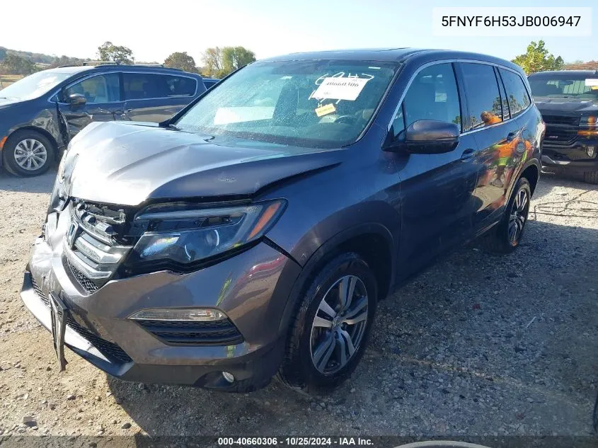 2018 Honda Pilot Ex-L VIN: 5FNYF6H53JB006947 Lot: 40660306