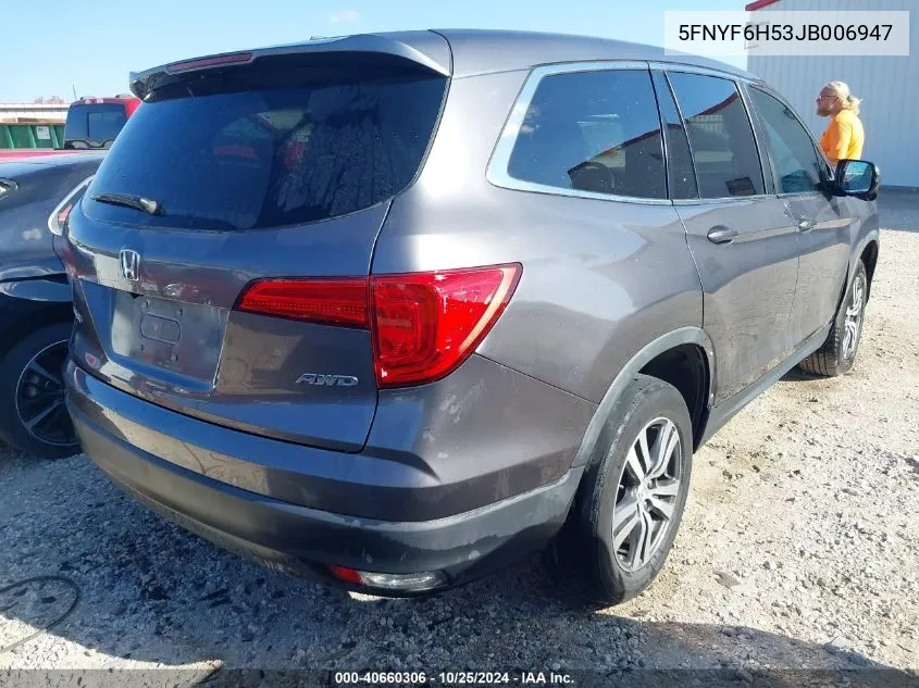 2018 Honda Pilot Ex-L VIN: 5FNYF6H53JB006947 Lot: 40660306