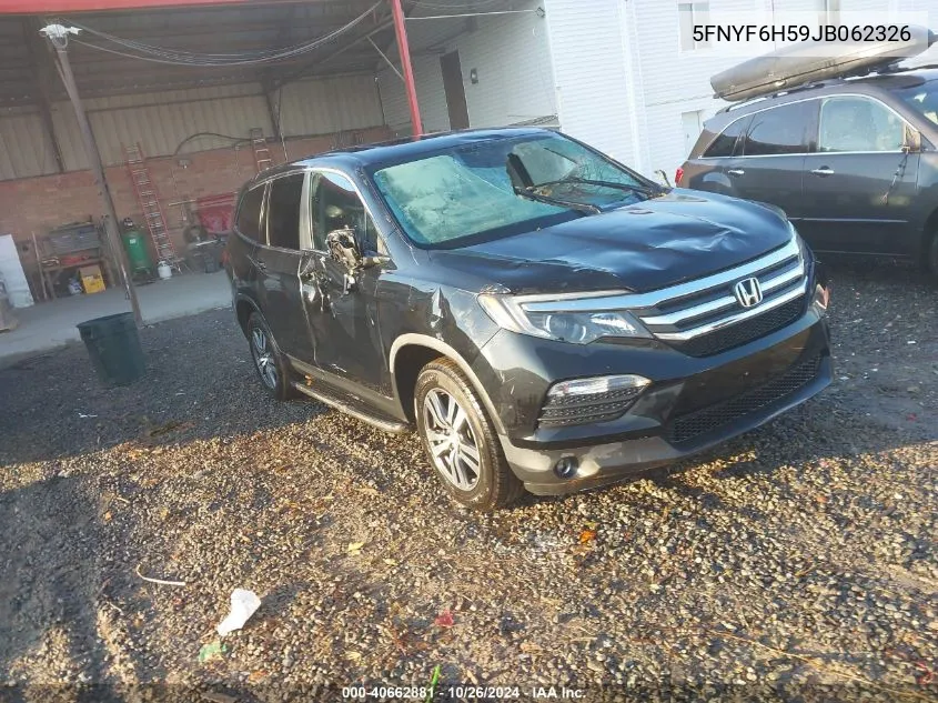 2018 Honda Pilot Ex-L VIN: 5FNYF6H59JB062326 Lot: 40662881