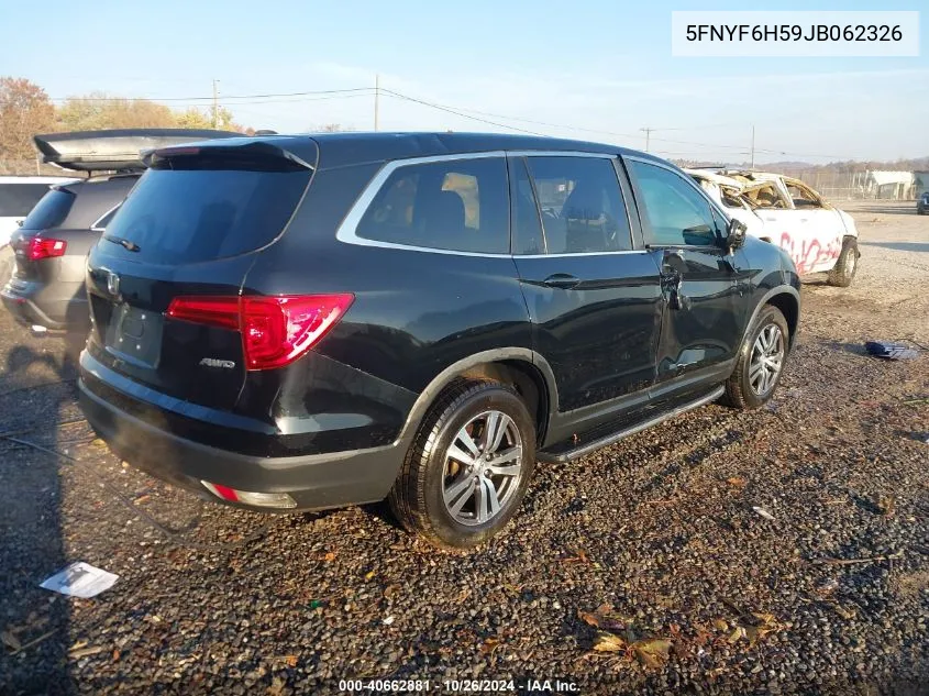 2018 Honda Pilot Ex-L VIN: 5FNYF6H59JB062326 Lot: 40662881