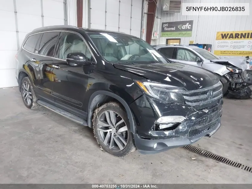 2018 Honda Pilot Touring VIN: 5FNYF6H90JB026835 Lot: 40753255