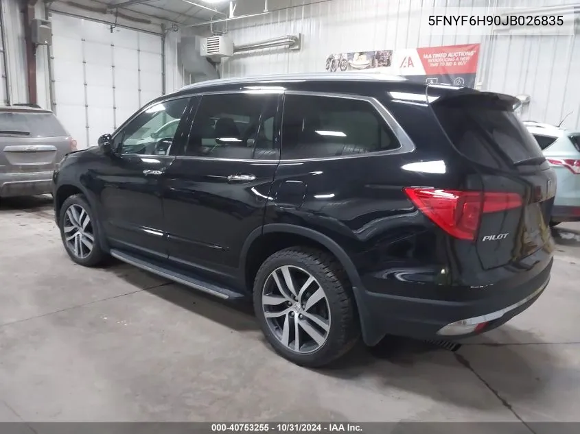 2018 Honda Pilot Touring VIN: 5FNYF6H90JB026835 Lot: 40753255