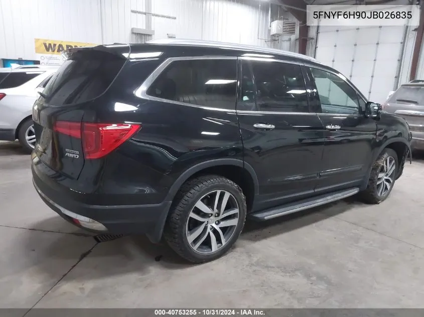 2018 Honda Pilot Touring VIN: 5FNYF6H90JB026835 Lot: 40753255