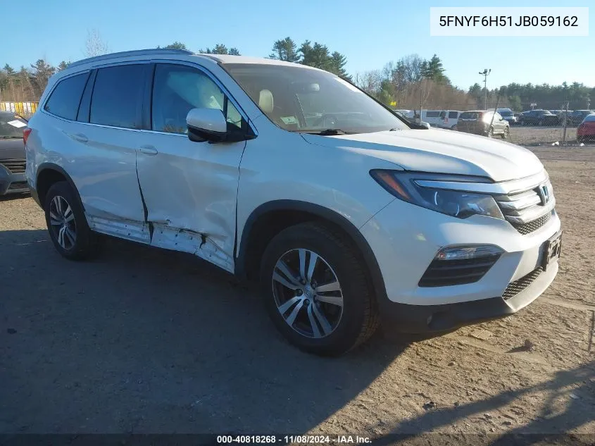 2018 Honda Pilot Ex-L VIN: 5FNYF6H51JB059162 Lot: 40818268