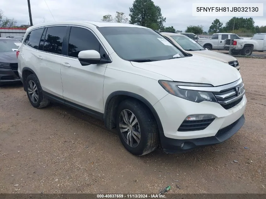 2018 Honda Pilot Ex-L VIN: 5FNYF5H81JB032130 Lot: 40837659