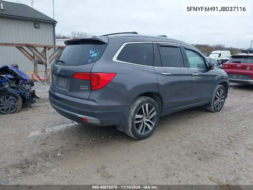 2018 Honda Pilot Touring VIN: 5FNYF6H91JB037116 Lot: 40875078