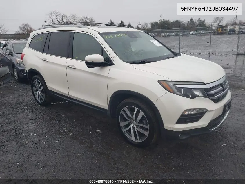 2018 Honda Pilot Touring VIN: 5FNYF6H92JB034497 Lot: 40878645