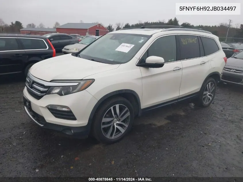 2018 Honda Pilot Touring VIN: 5FNYF6H92JB034497 Lot: 40878645