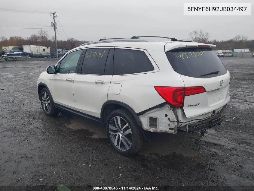 2018 Honda Pilot Touring VIN: 5FNYF6H92JB034497 Lot: 40878645