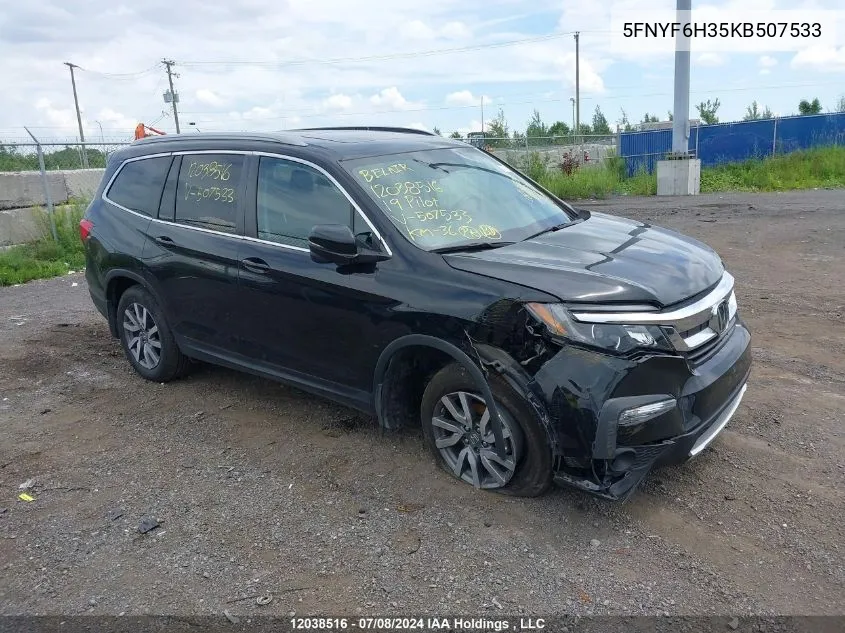 2019 Honda Pilot VIN: 5FNYF6H35KB507533 Lot: 12038516