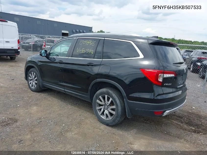 2019 Honda Pilot VIN: 5FNYF6H35KB507533 Lot: 12038516