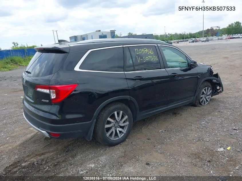 2019 Honda Pilot VIN: 5FNYF6H35KB507533 Lot: 12038516