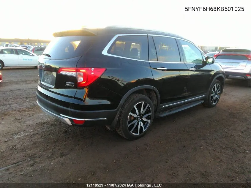 2019 Honda Pilot VIN: 5FNYF6H68KB501025 Lot: 12118529