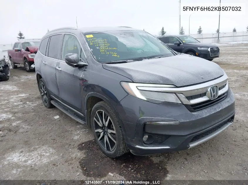 2019 Honda Pilot VIN: 5FNYF6H62KB507032 Lot: 12143507