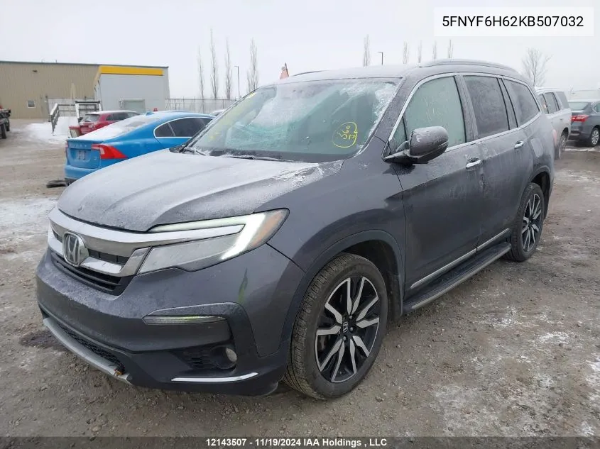 2019 Honda Pilot VIN: 5FNYF6H62KB507032 Lot: 12143507