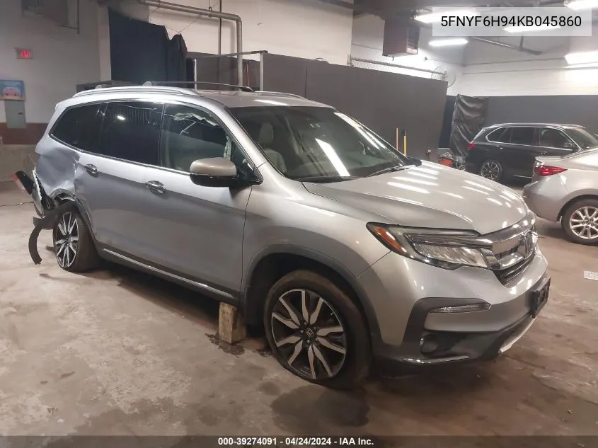 2019 Honda Pilot Touring VIN: 5FNYF6H94KB045860 Lot: 39274091