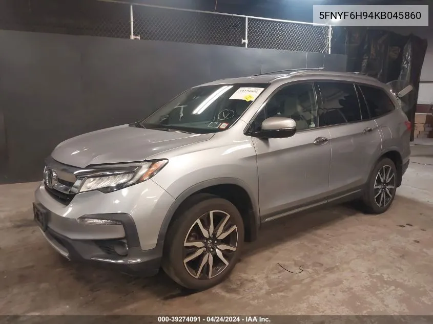 2019 Honda Pilot Touring VIN: 5FNYF6H94KB045860 Lot: 39274091