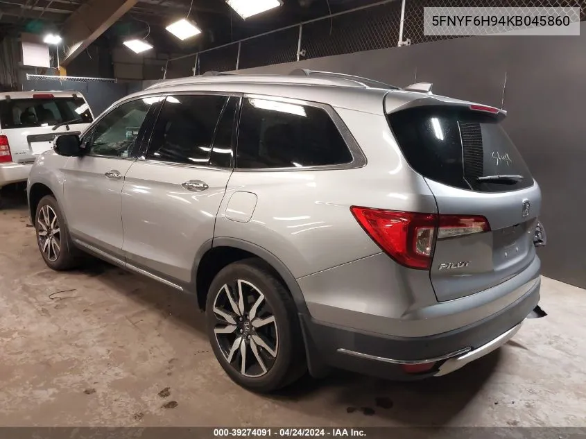 2019 Honda Pilot Touring VIN: 5FNYF6H94KB045860 Lot: 39274091