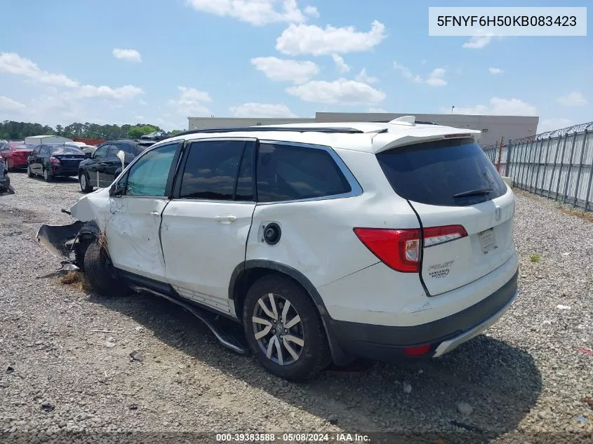 2019 Honda Pilot Ex-L VIN: 5FNYF6H50KB083423 Lot: 39383588