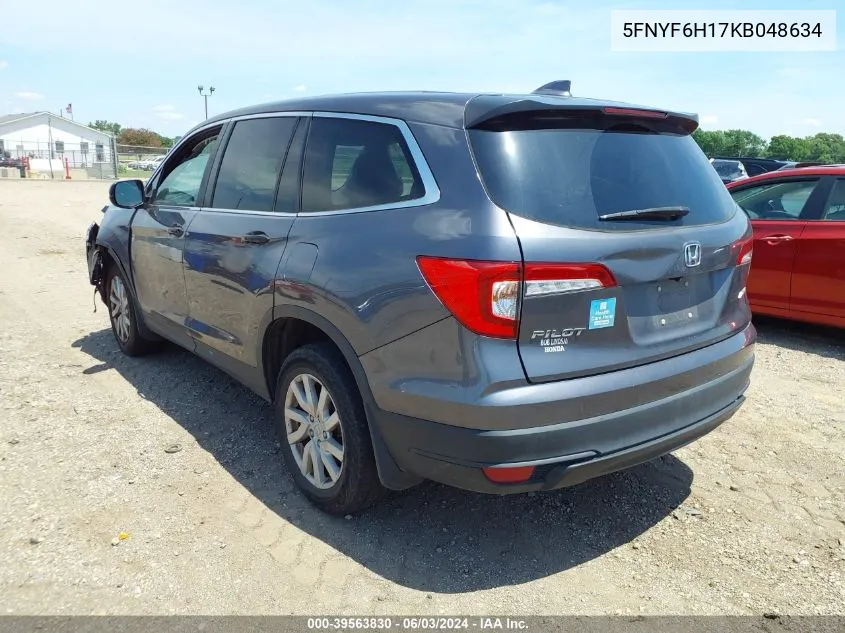 2019 Honda Pilot Lx VIN: 5FNYF6H17KB048634 Lot: 39563830