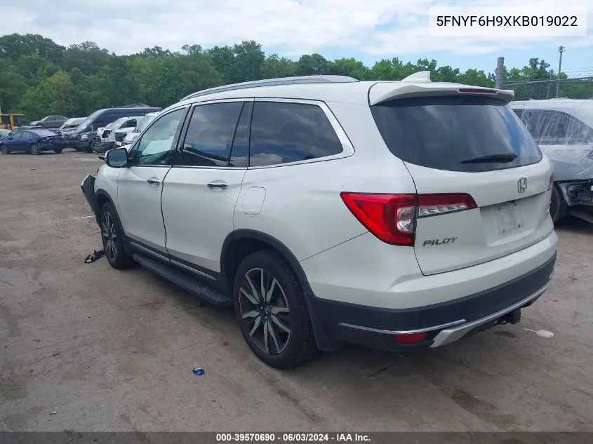 2019 Honda Pilot Touring VIN: 5FNYF6H9XKB019022 Lot: 39570690