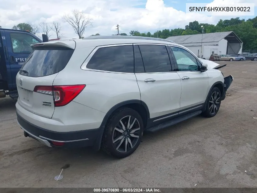 2019 Honda Pilot Touring VIN: 5FNYF6H9XKB019022 Lot: 39570690