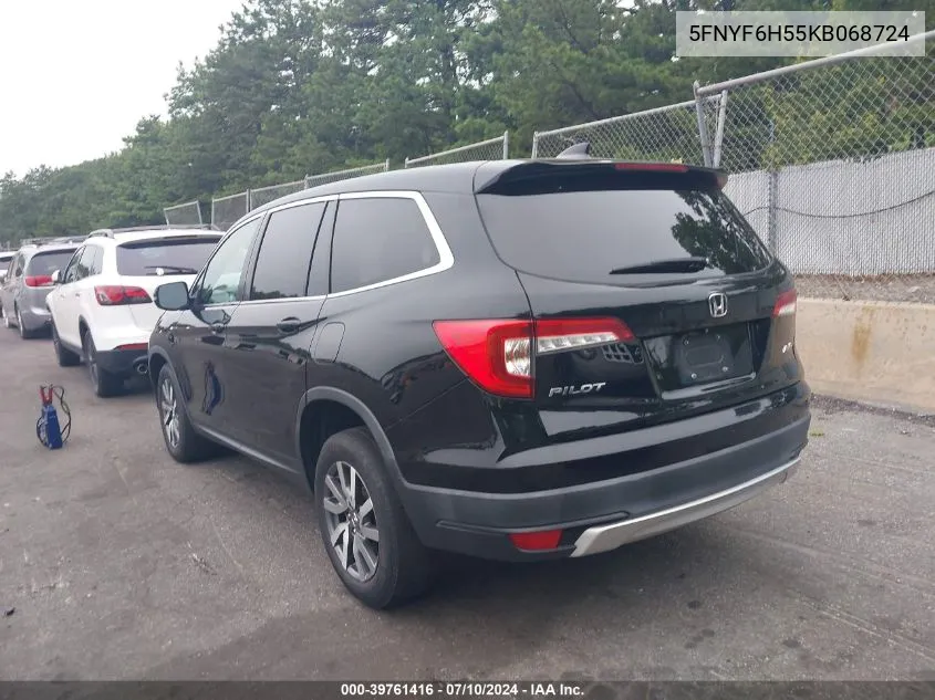 2019 Honda Pilot Ex-L VIN: 5FNYF6H55KB068724 Lot: 39761416