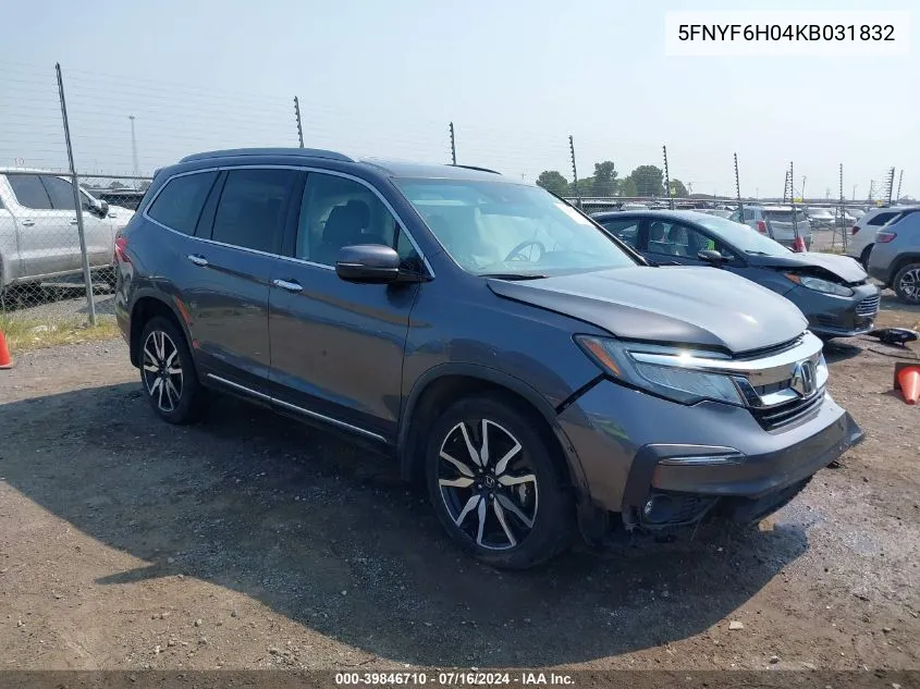 5FNYF6H04KB031832 2019 Honda Pilot Elite