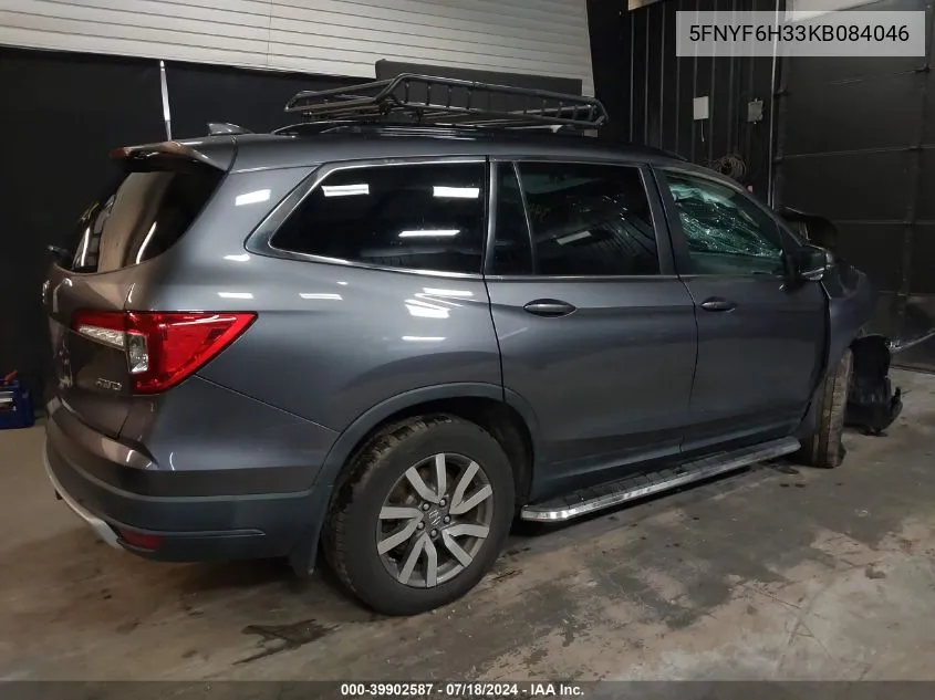 2019 Honda Pilot Ex VIN: 5FNYF6H33KB084046 Lot: 39902587