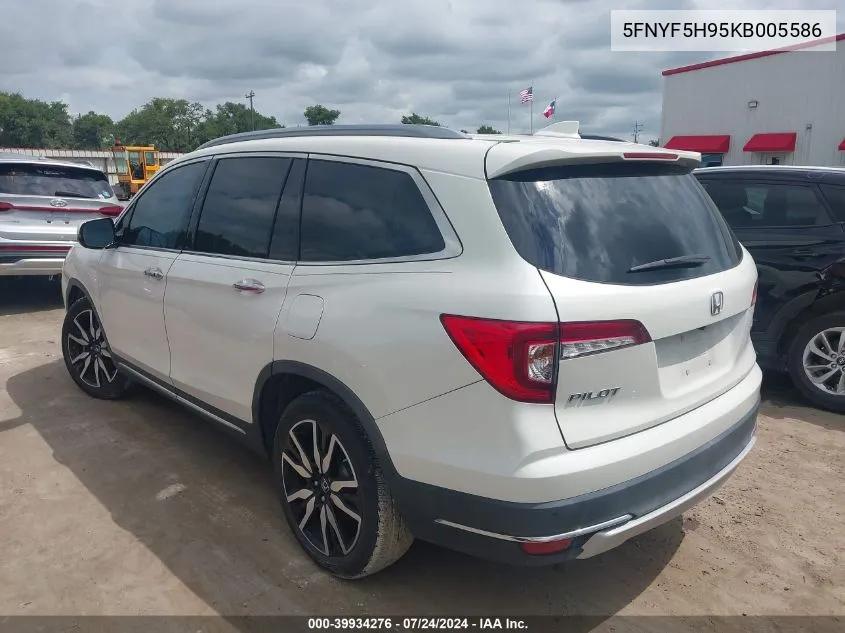 2019 Honda Pilot Touring VIN: 5FNYF5H95KB005586 Lot: 39934276