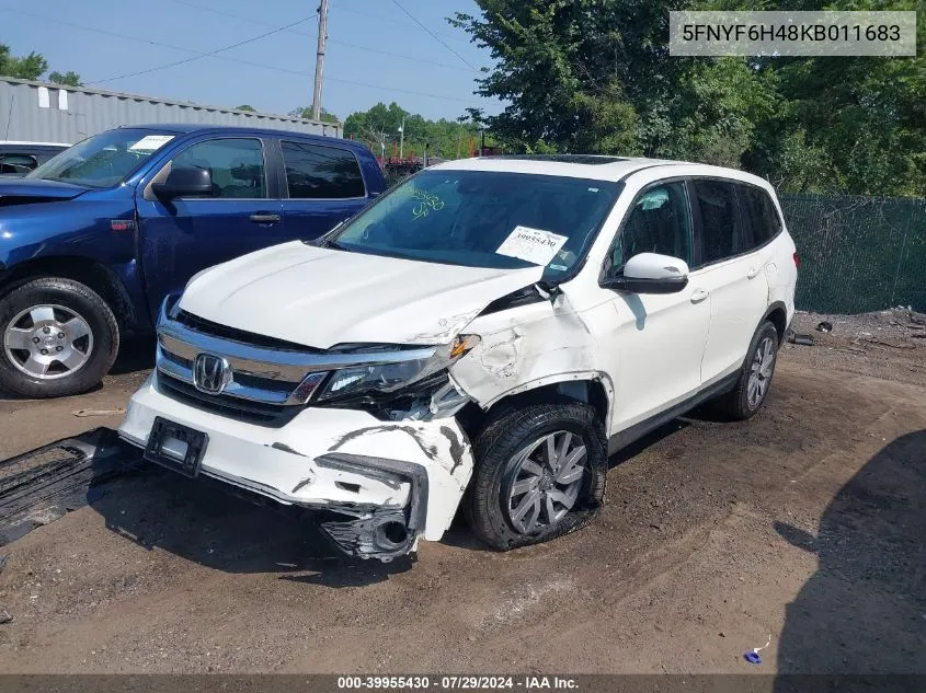 2019 Honda Pilot Ex-L VIN: 5FNYF6H48KB011683 Lot: 39955430