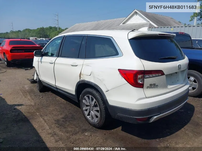 2019 Honda Pilot Ex-L VIN: 5FNYF6H48KB011683 Lot: 39955430