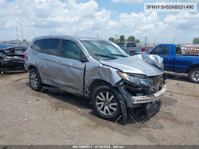 2019 Honda Pilot Ex-L VIN: 5FNYF5H55KB031490 Lot: 39965911