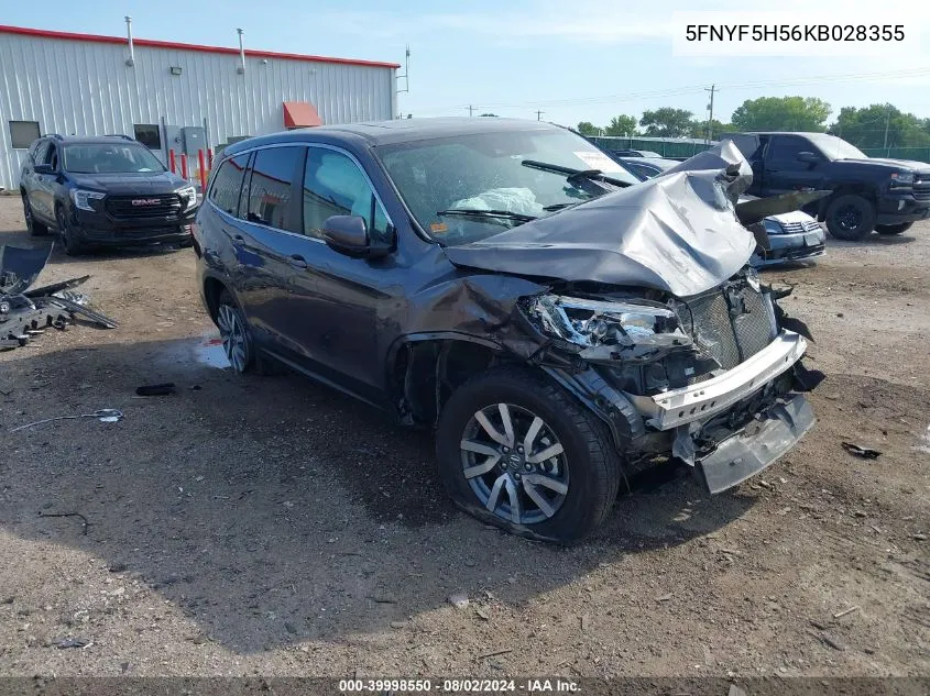 5FNYF5H56KB028355 2019 Honda Pilot Ex-L