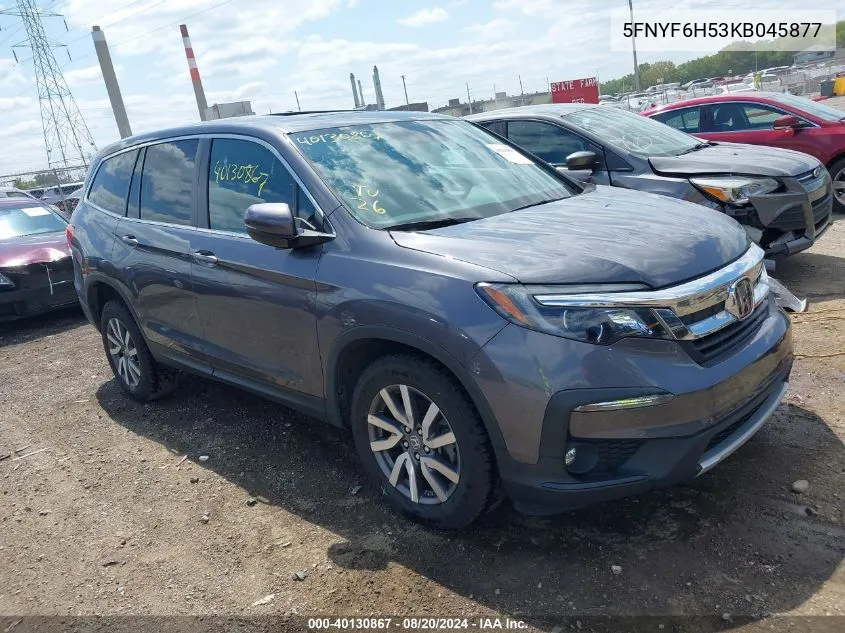 2019 Honda Pilot Ex-L VIN: 5FNYF6H53KB045877 Lot: 40130867